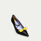 HUHUA Tiea handcrafted women's leather pumps 3/4 view Yellow
