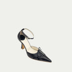 HUHUA Dragonfly handcrafted leather pumps 3/4 view Onyx