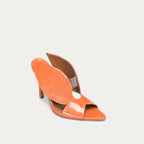 HUHUA BUTTERFLY handcrafted leather pumps 3/4 view Coral