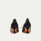 HUHUA Tiea handcrafted women's leather pumps back view Yellow