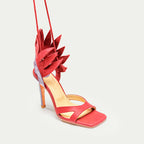 HUHUA SUN handcrafted women's leather pumps 3/4 view Scarlet
