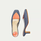 HUHUA Sorbet handcrafted women's leather pumps top view Denim Blue