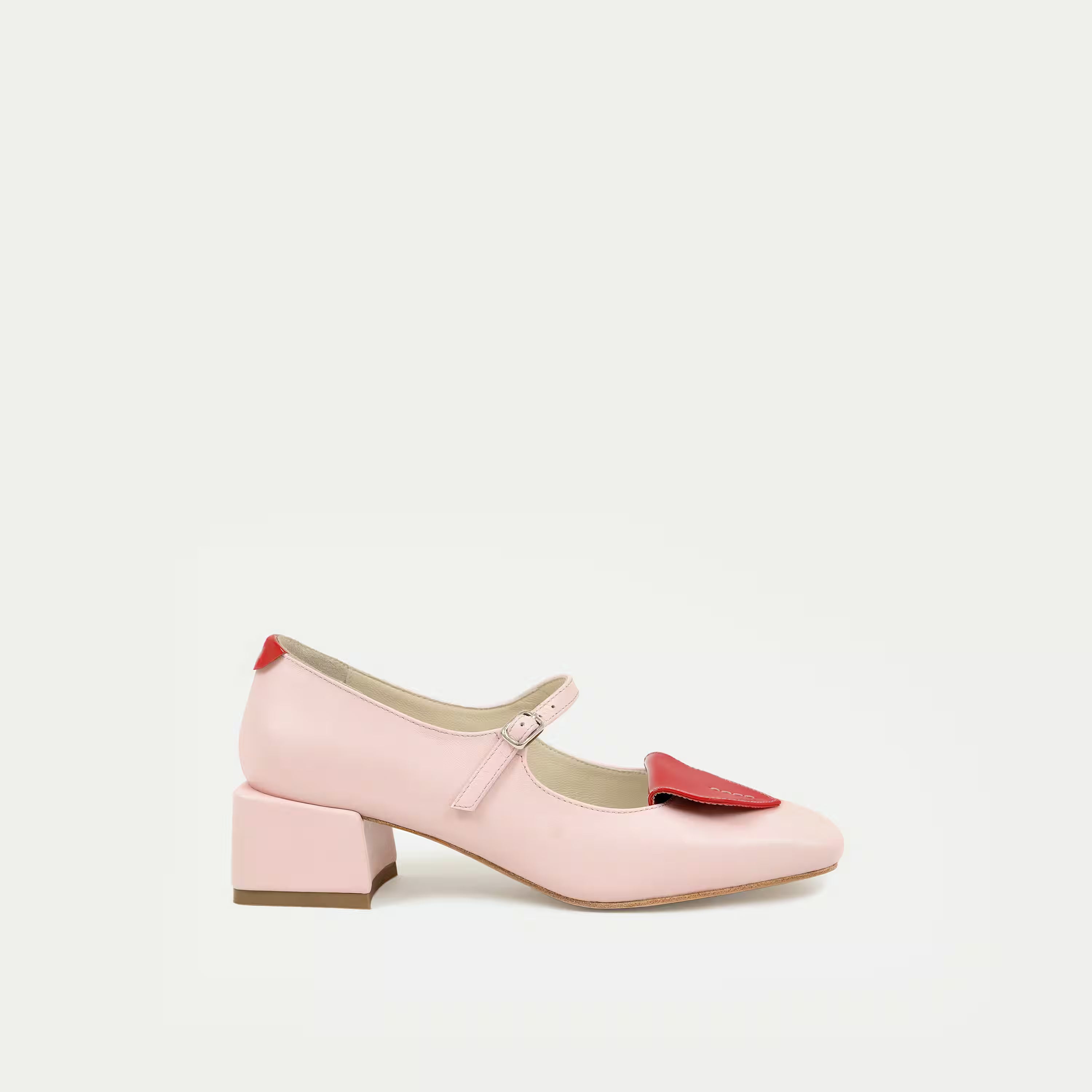 HUHUA BLOSOME handcrafted women's leather pumps side view Powder