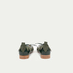 HUHUA ELEN handcrafted women's leather pumps back view Sage