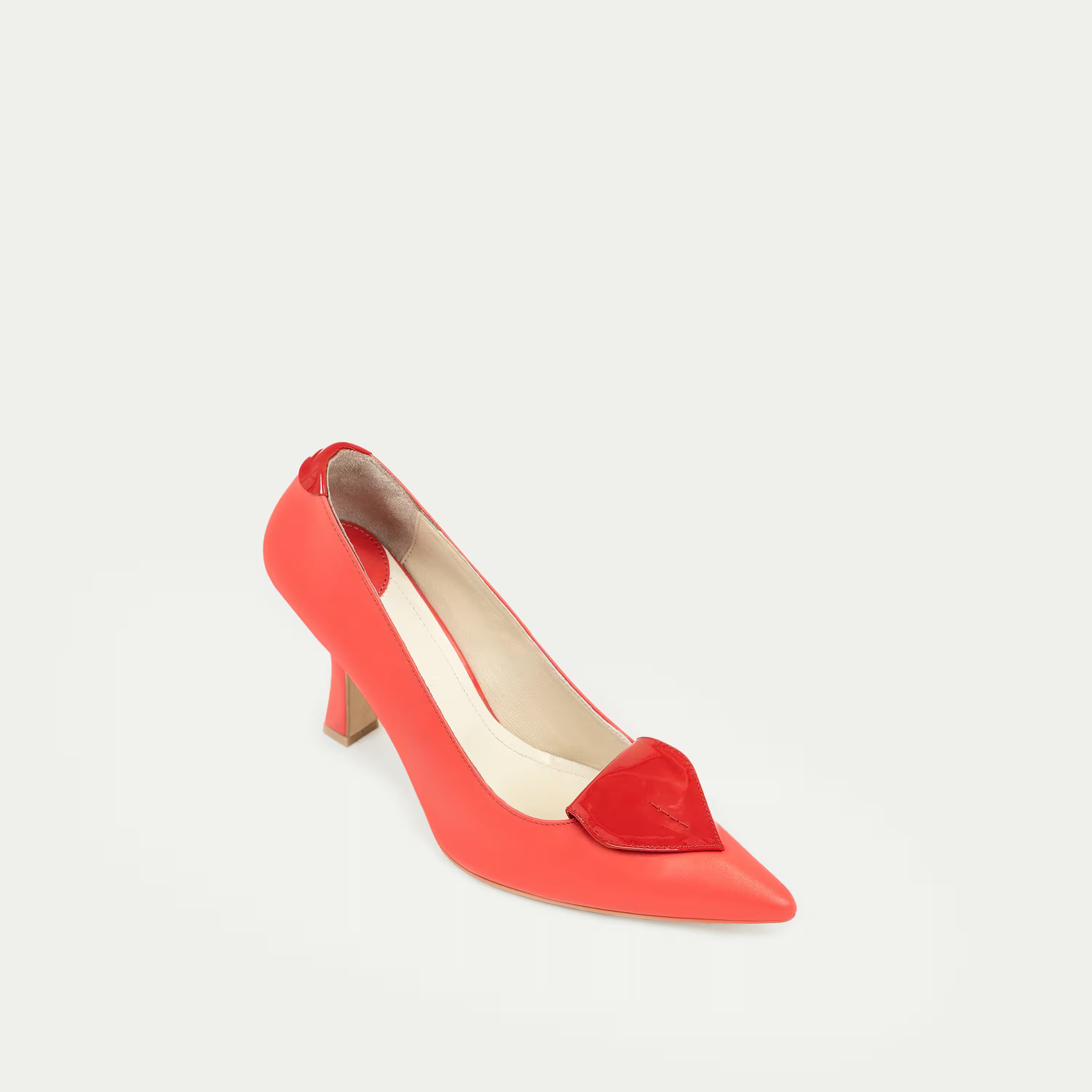 HUHUA ROUGE handcrafted women's leather pumps 3/4 view Raspberry