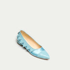 HUHUA MIMI HANDCRAFTED LEATHER FLATS 3/4 VIEW SKY