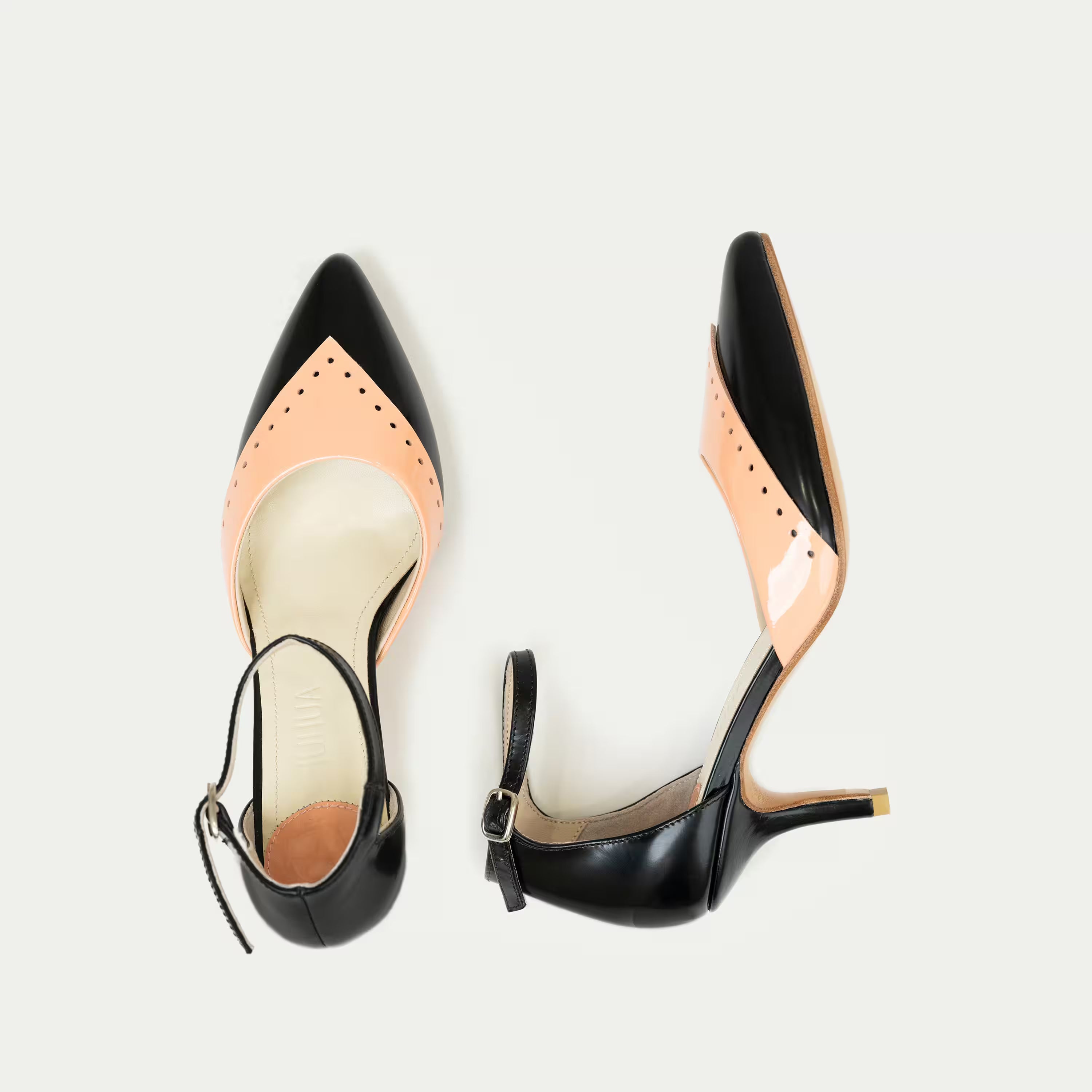 HUHUA INES handcrafted women's leather pumps top view Apricot
