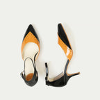 HUHUA INES handcrafted women's leather pumps top view Amber