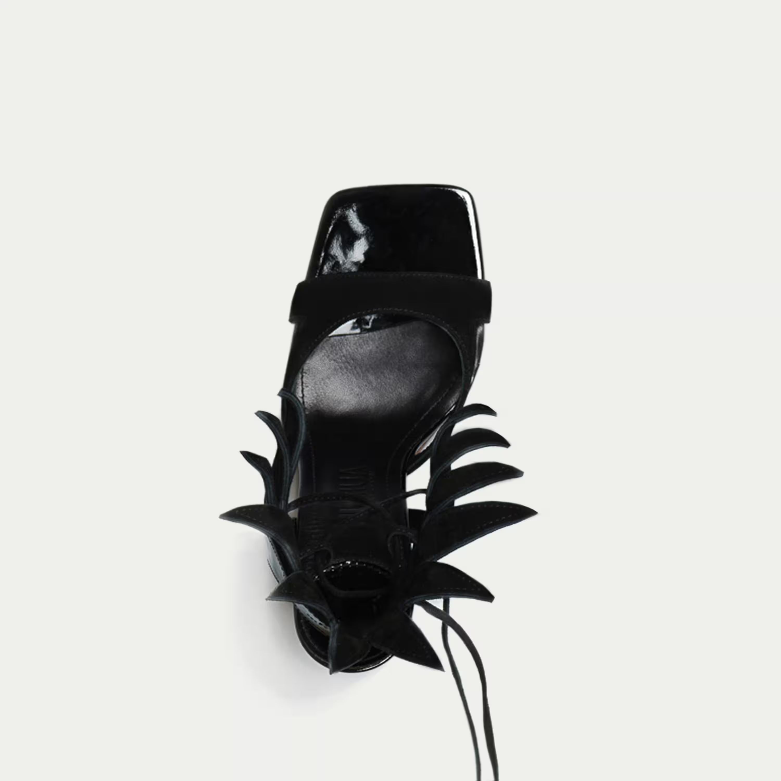 HUHUA SUN handcrafted women's leather pumps top top view Onyx