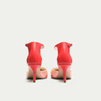 HUHUA INES handcrafted women's leather pumps back view Scarlet