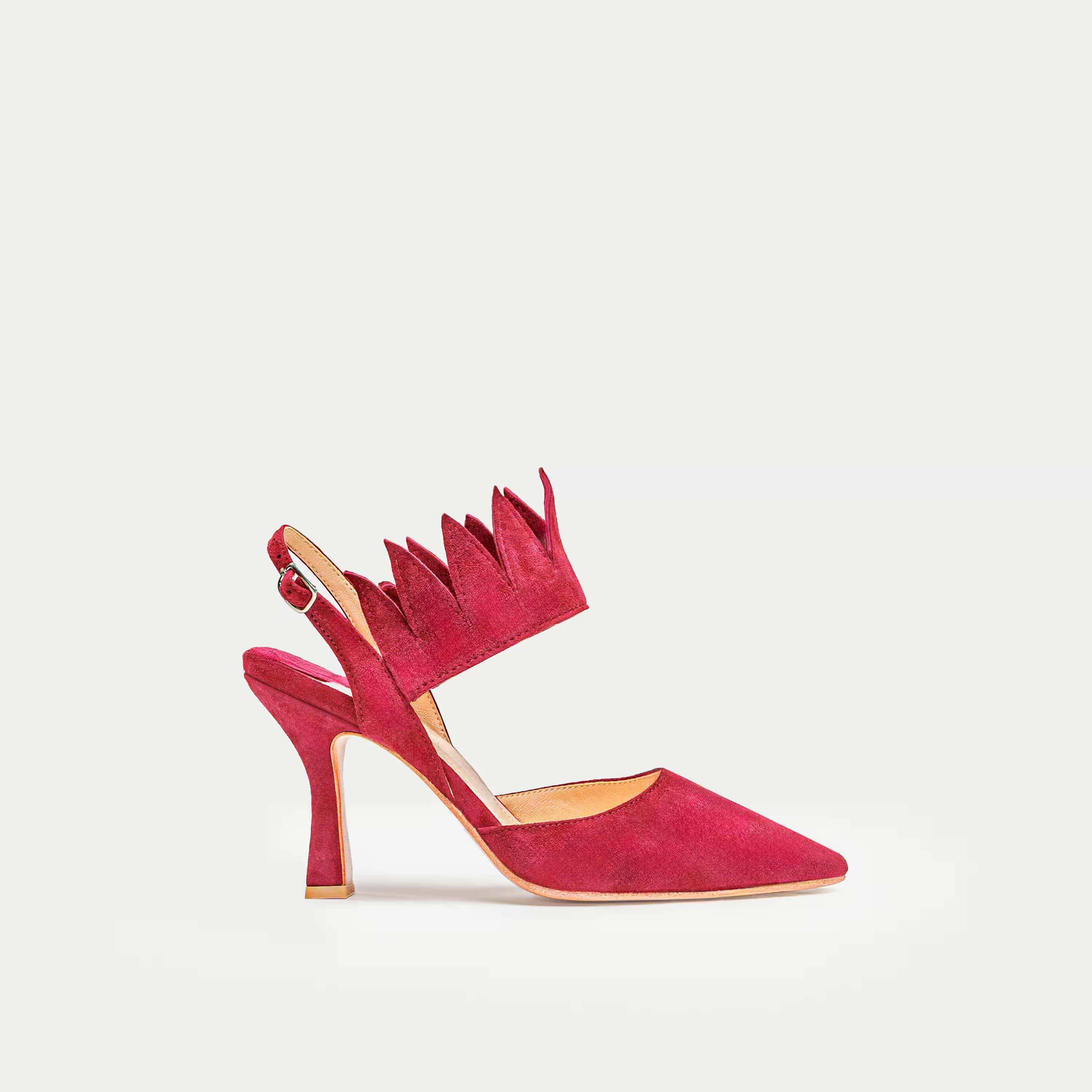 HUHUA IZIS handcrafted women's leather pumps side view Raspberry