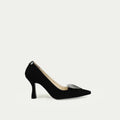 HUHUA ROUGE handcrafted women's leather pumps side view Onyx