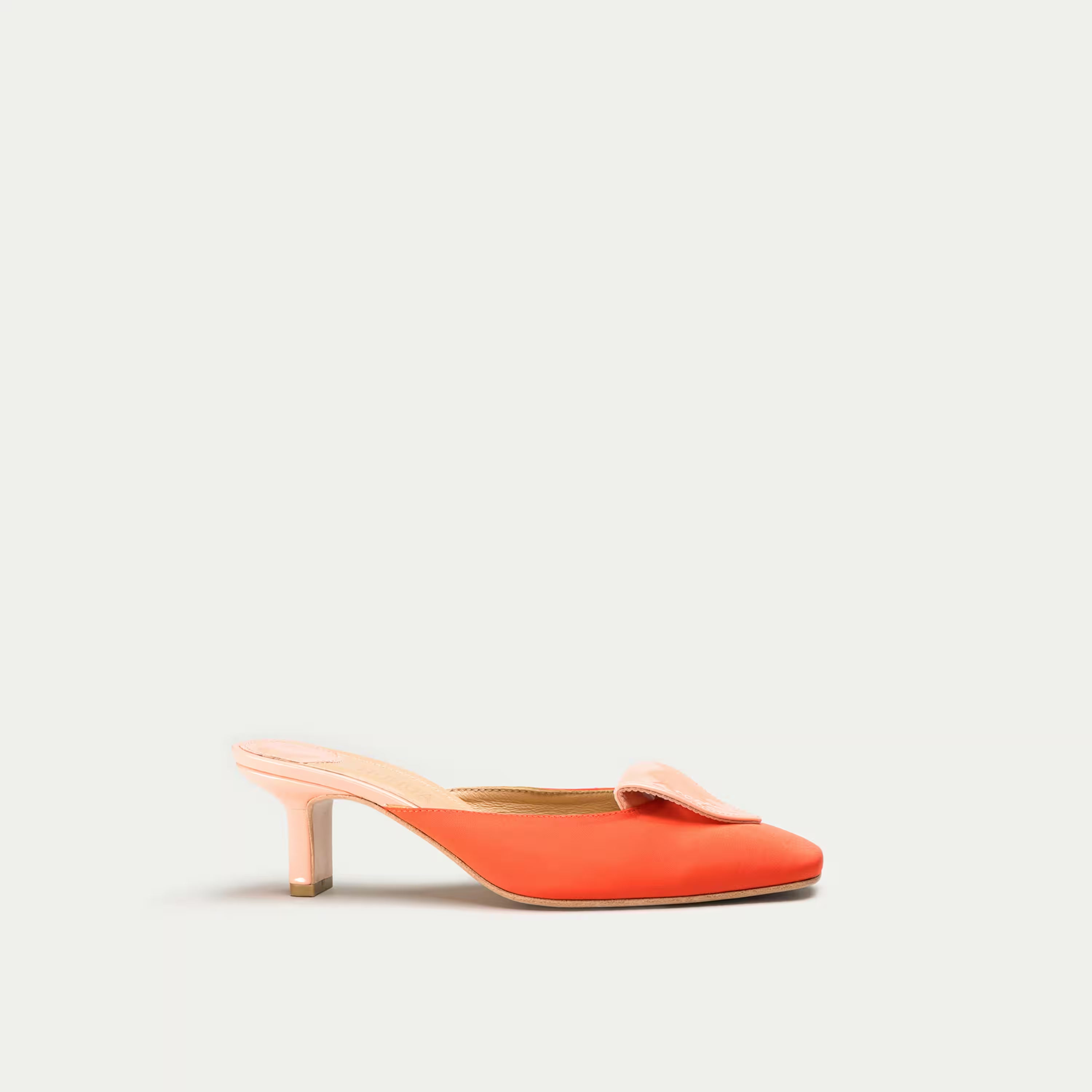 HUHUA Sorbet handcrafted women's leather pumps side view Coral