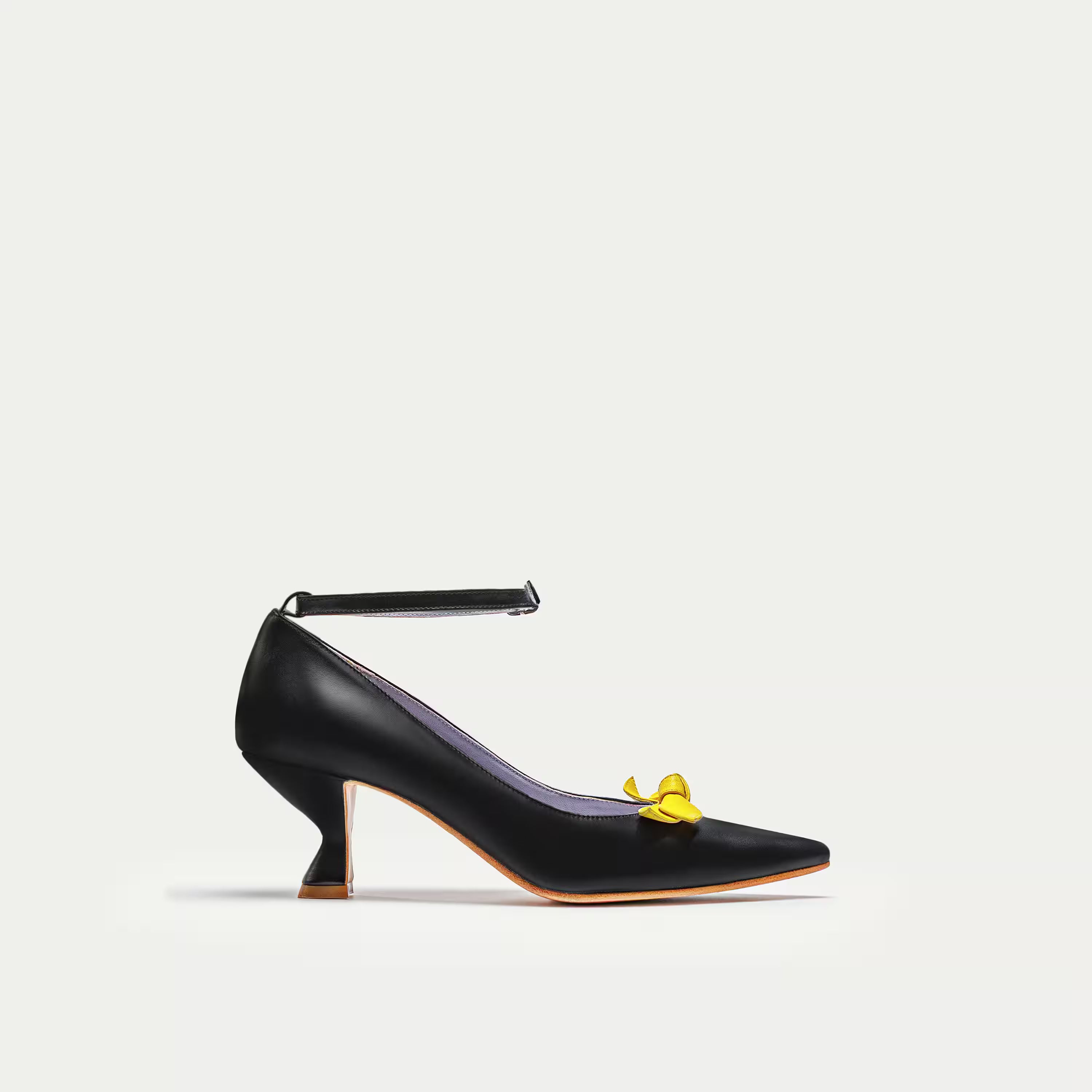 HUHUA Tiea handcrafted women's leather pumps side view Yellow