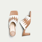 HUHUA Lotus handcrafted women's leather pumps top view Cream
