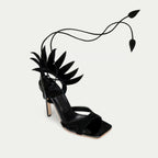 HUHUA SUN handcrafted women's leather pumps top view Onyx